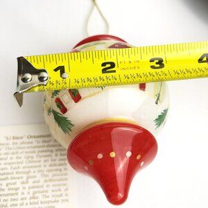 PIER 1 Li Bien Christmas Teardrop Ornament Glass Red Gold Hand Painted w/Box